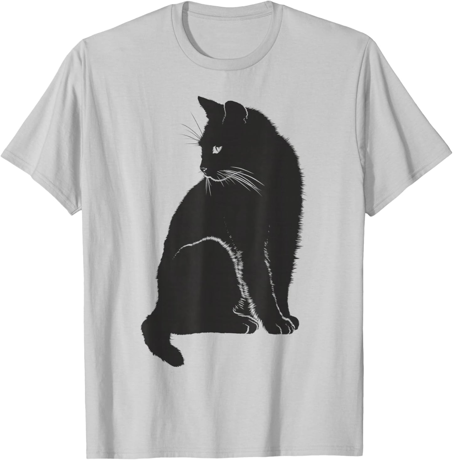 Minimalist Cute Black Cat Owner Feline Art Kitten Lover Small T-Shirt - T-Shirt | Ash