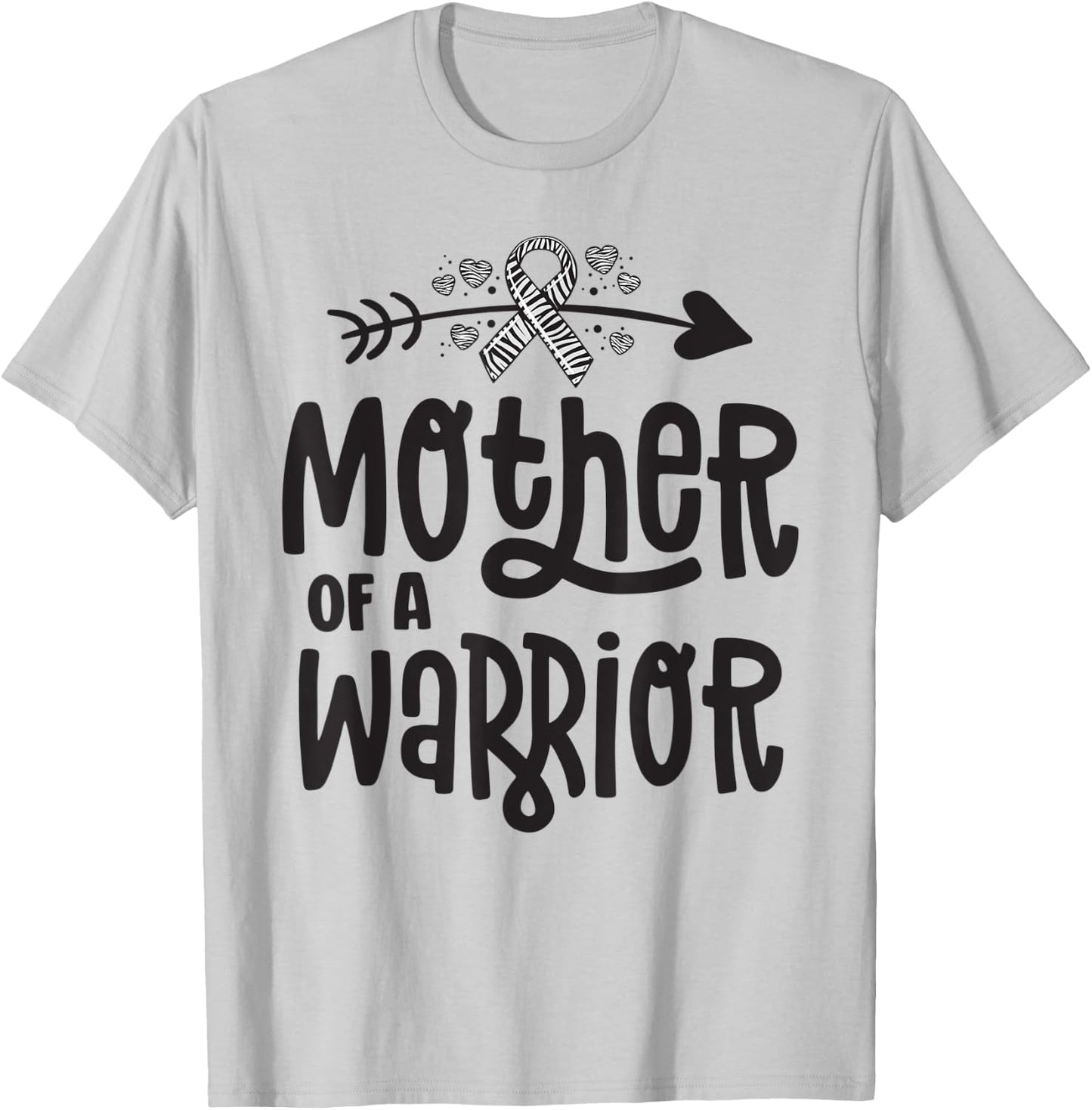 Mother Of A Rare Disease Warrior Awareness Zebra Ribbon Mom T-Shirt - T-Shirt | Ash