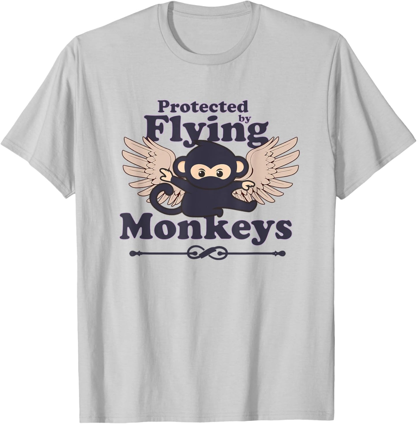 Protected by Flying Monkeys Funny Ninja, Wizard of Oz Witch T-Shirt - T-Shirt | Ash
