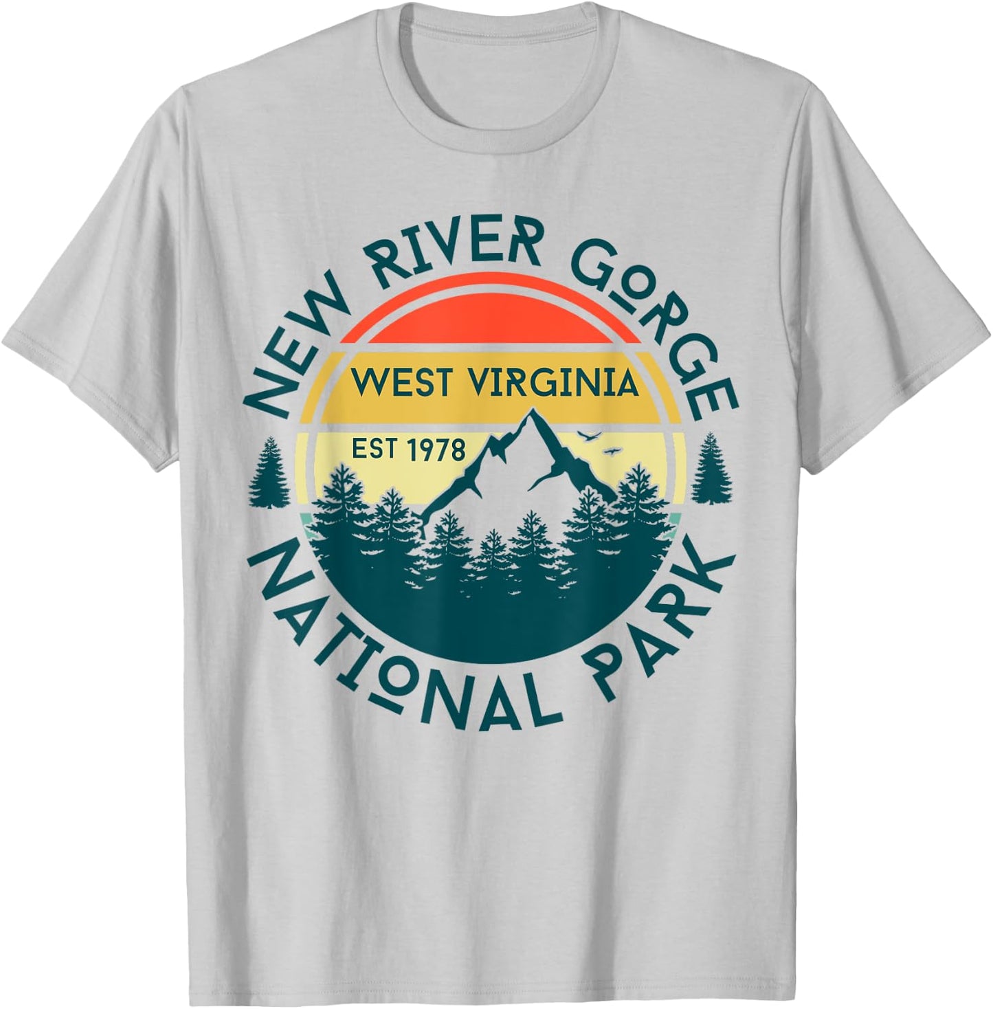 New River Gorge National Park West Virginia Hiking Outdoors T-Shirt - T-Shirt | Ash