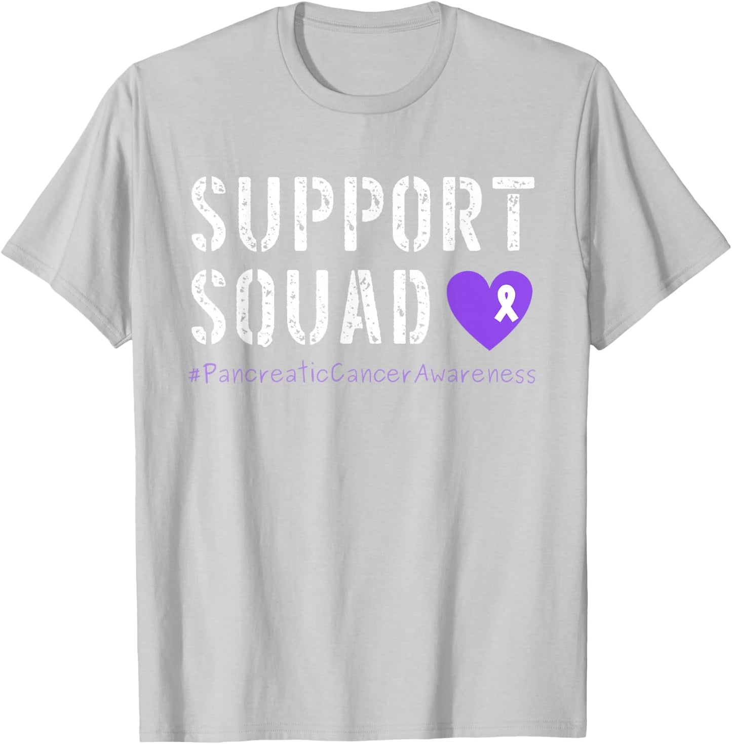 Purple Ribbon Men Women Kids Pancreatic Cancer Awareness T-Shirt - T-Shirt | Ash