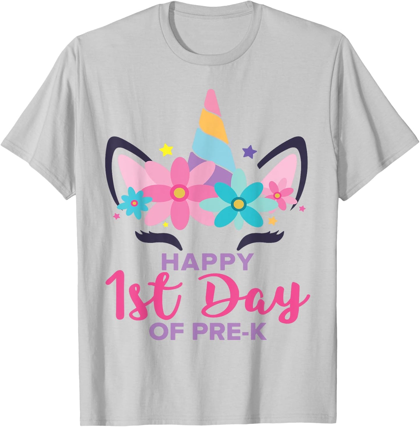Pre K Unicorn First Day Of School Shirt Back To Outfit Girls T-Shirt - T-Shirt | Ash