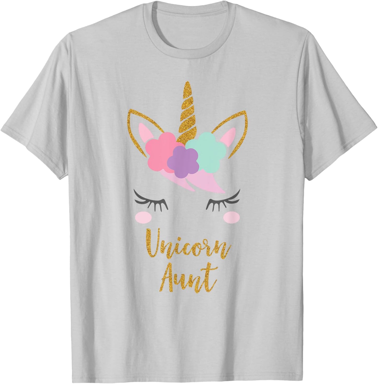 Unicorn Aunt Shirt, Aunt of the Birthday Girl Gift T-Shirt - T-Shirt | Ash