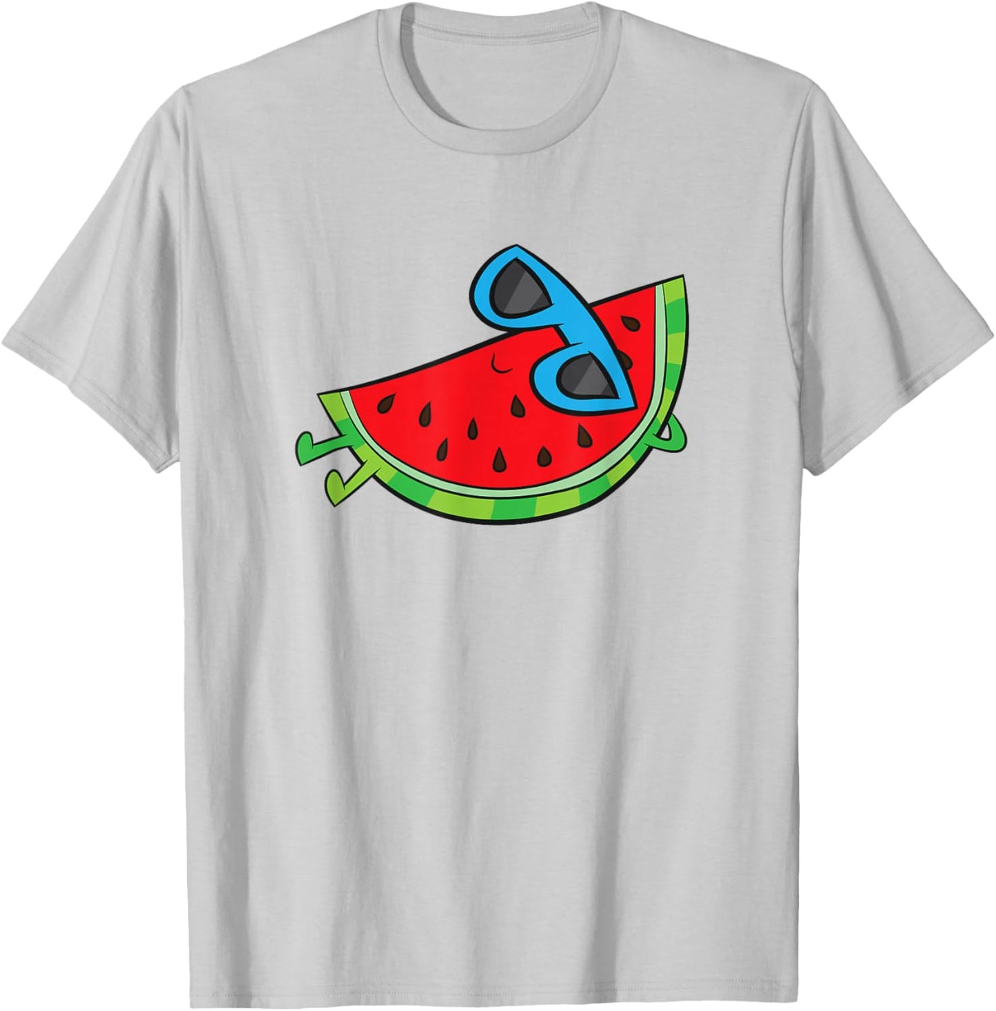Cute Melon Summer Fruit Sunglasses On Watermelon T-Shirt - T-Shirt | Ash