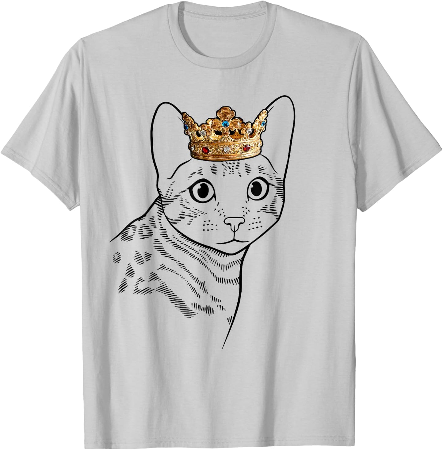 Bengal Cat Wearing Crown Men Women Girls Kids T-Shirt - T-Shirt | Ash