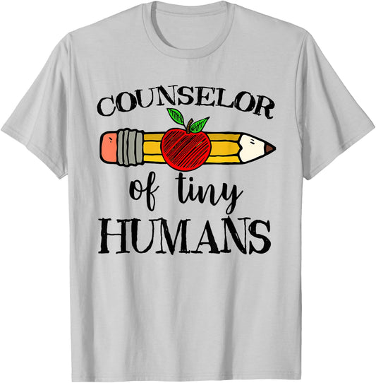 School Counselor of Tiny Humans Back To School Guidance Team T-Shirt - T-Shirt | Ash