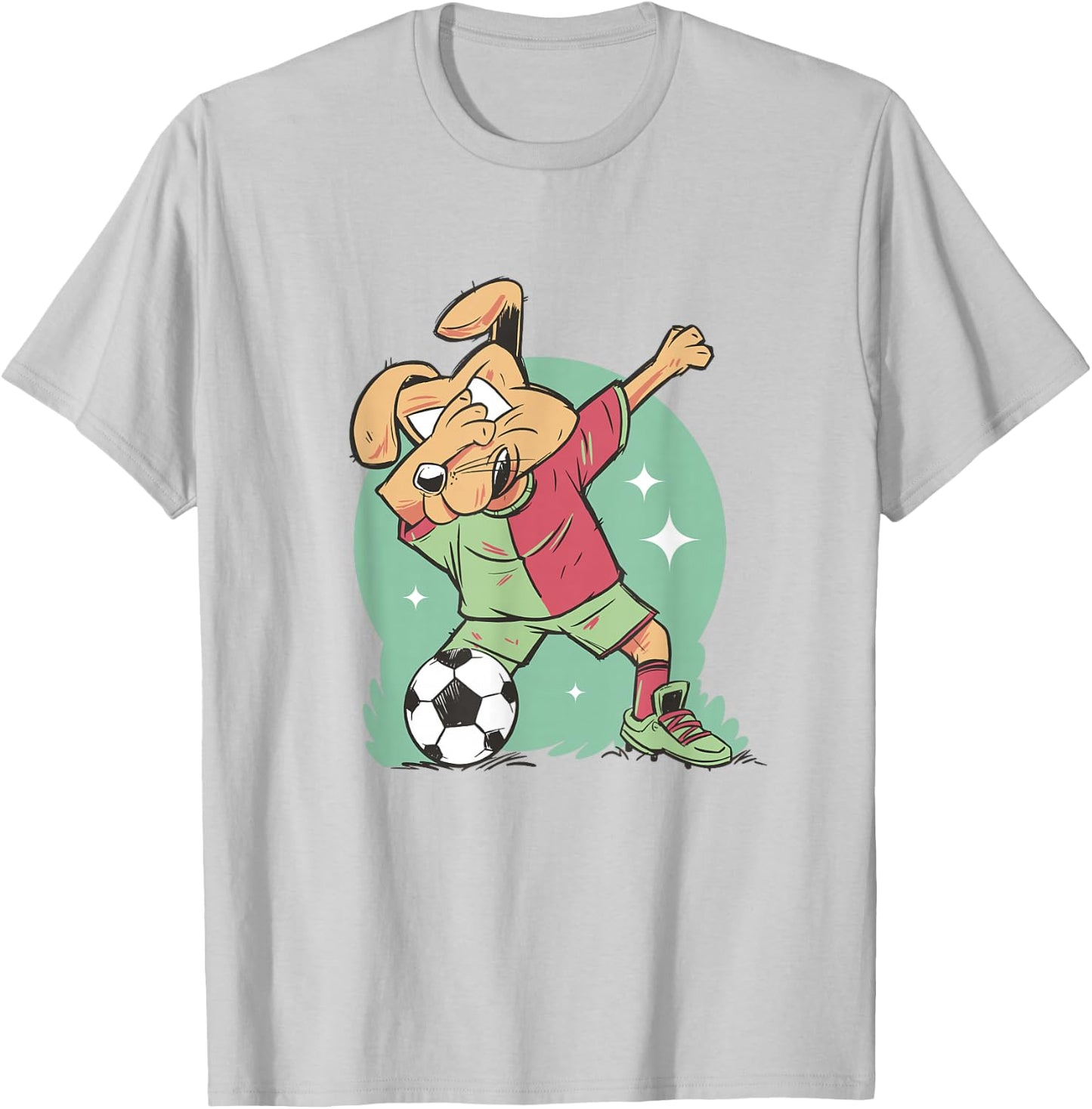 Dog Playing Soccer And Dabbing Sport Funny Football T-Shirt - T-Shirt | Ash