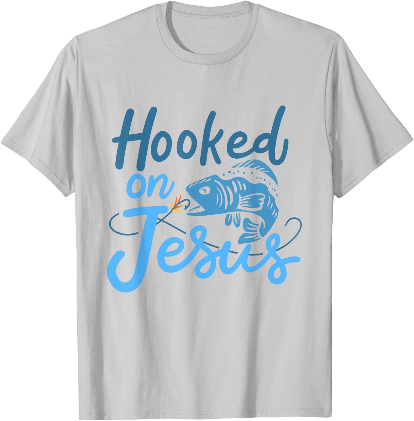 Hooked On Jesus Bass Fishing T-Shirt - T-Shirt | Ash