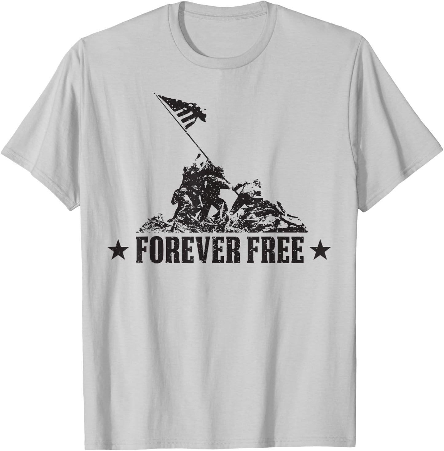 Independence Day Shirt Free Forever Iwo Jima WWII Soldiers T-Shirt - T-Shirt | Ash
