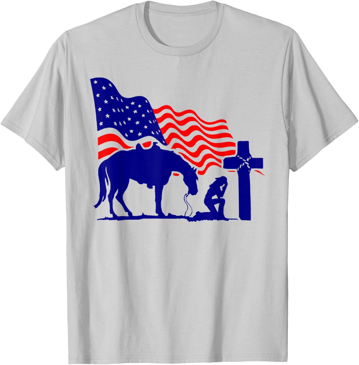 For Praying Cowgirl Horse Cross Christian Prayers Believers T-Shirt - T-Shirt | Ash