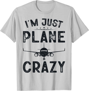 I'm Just Plane Crazy Fly Airplanes Lover Kids Boys Aviation T-Shirt - T-Shirt | Ash