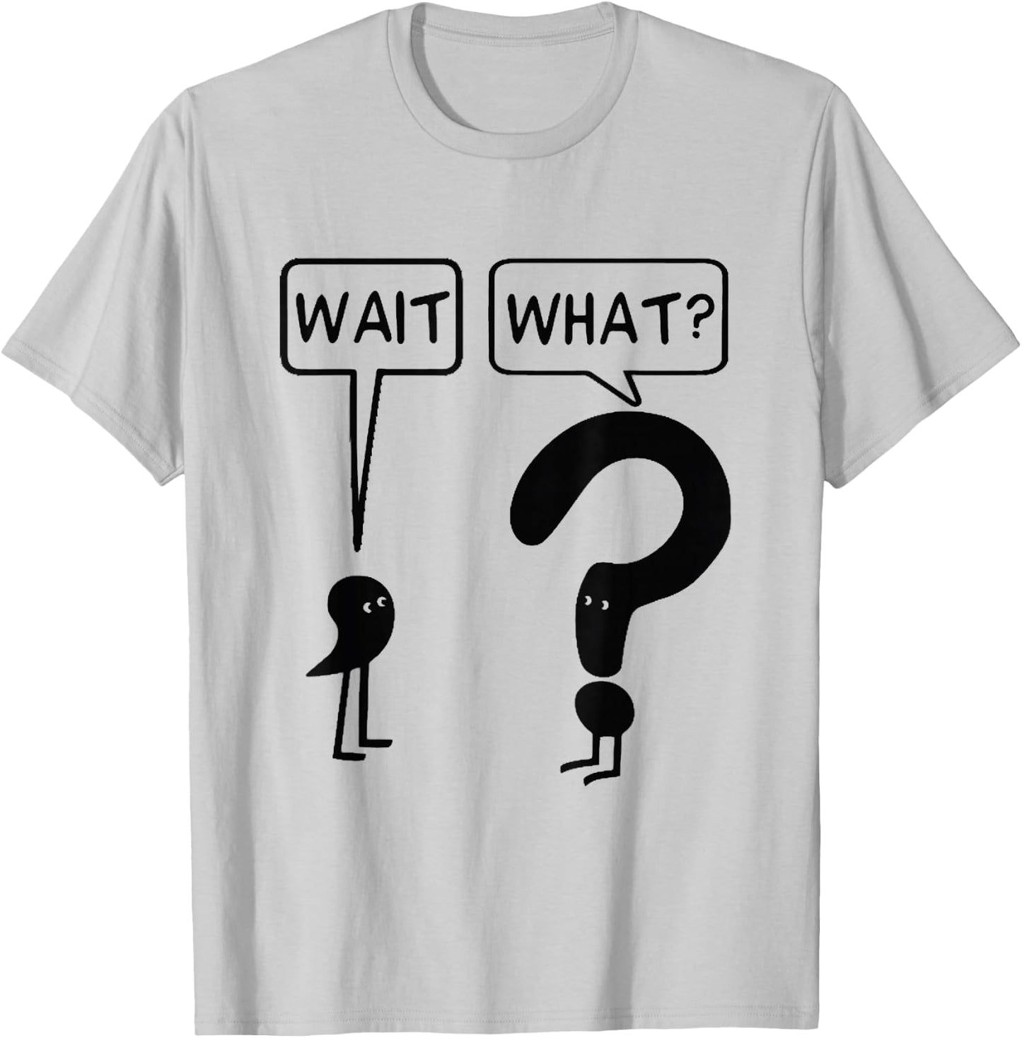 Wait What Funny Grammar Questioning Punctuation T-Shirt - T-Shirt | Ash