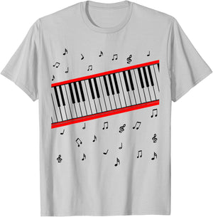 Piano Keys Music Lover Beat It Pianist 1980s Cosplay Costume T-Shirt - T-Shirt | Ash