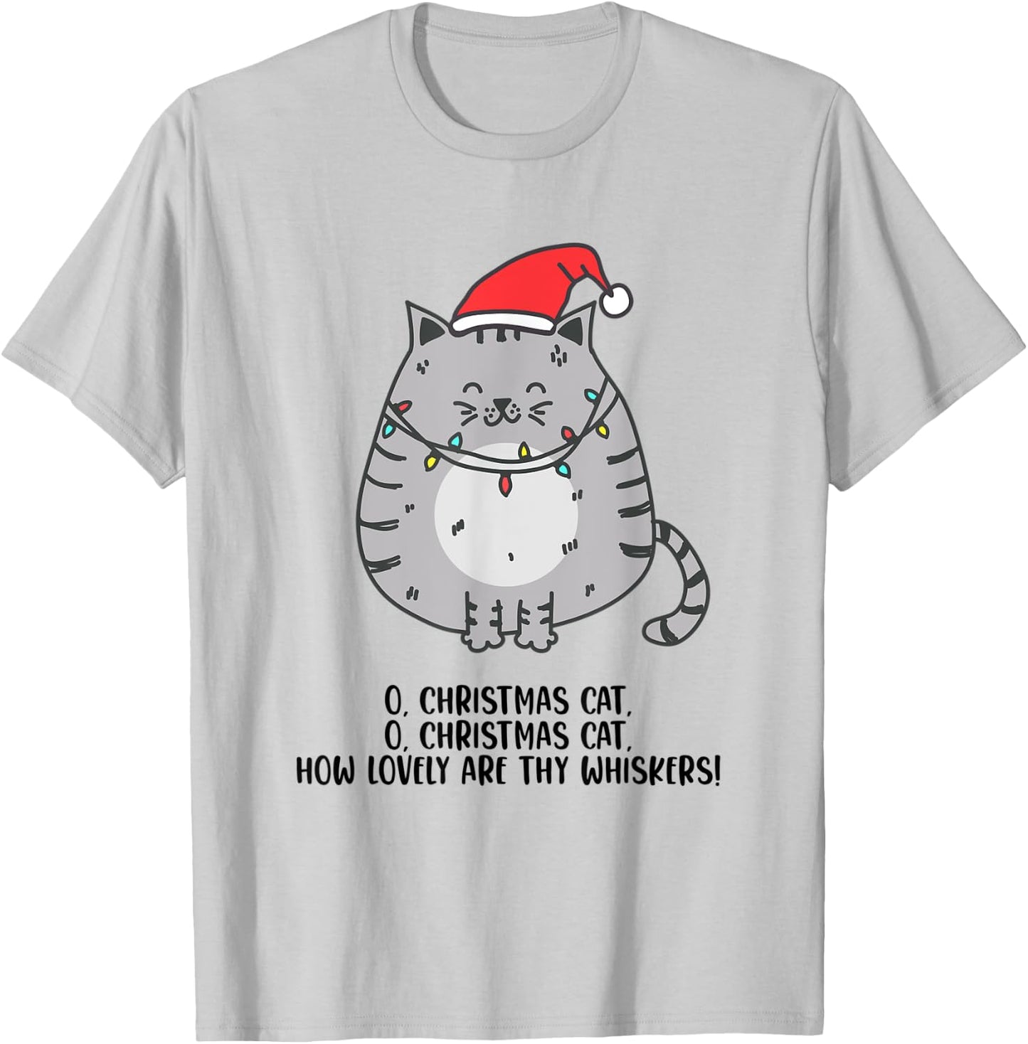 O Christmas Cat Funny Holiday Tree Carol Cat Lovers White T-Shirt - T-Shirt | Ash