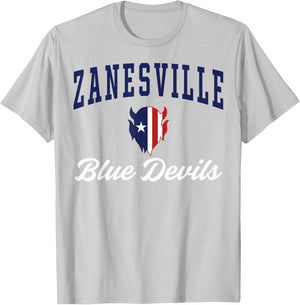 Zanesville High School Blue Devils C3 T-Shirt - T-Shirt | Ash