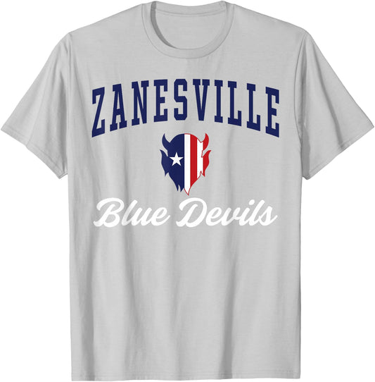 Zanesville High School Blue Devils C3 T-Shirt - T-Shirt | Ash