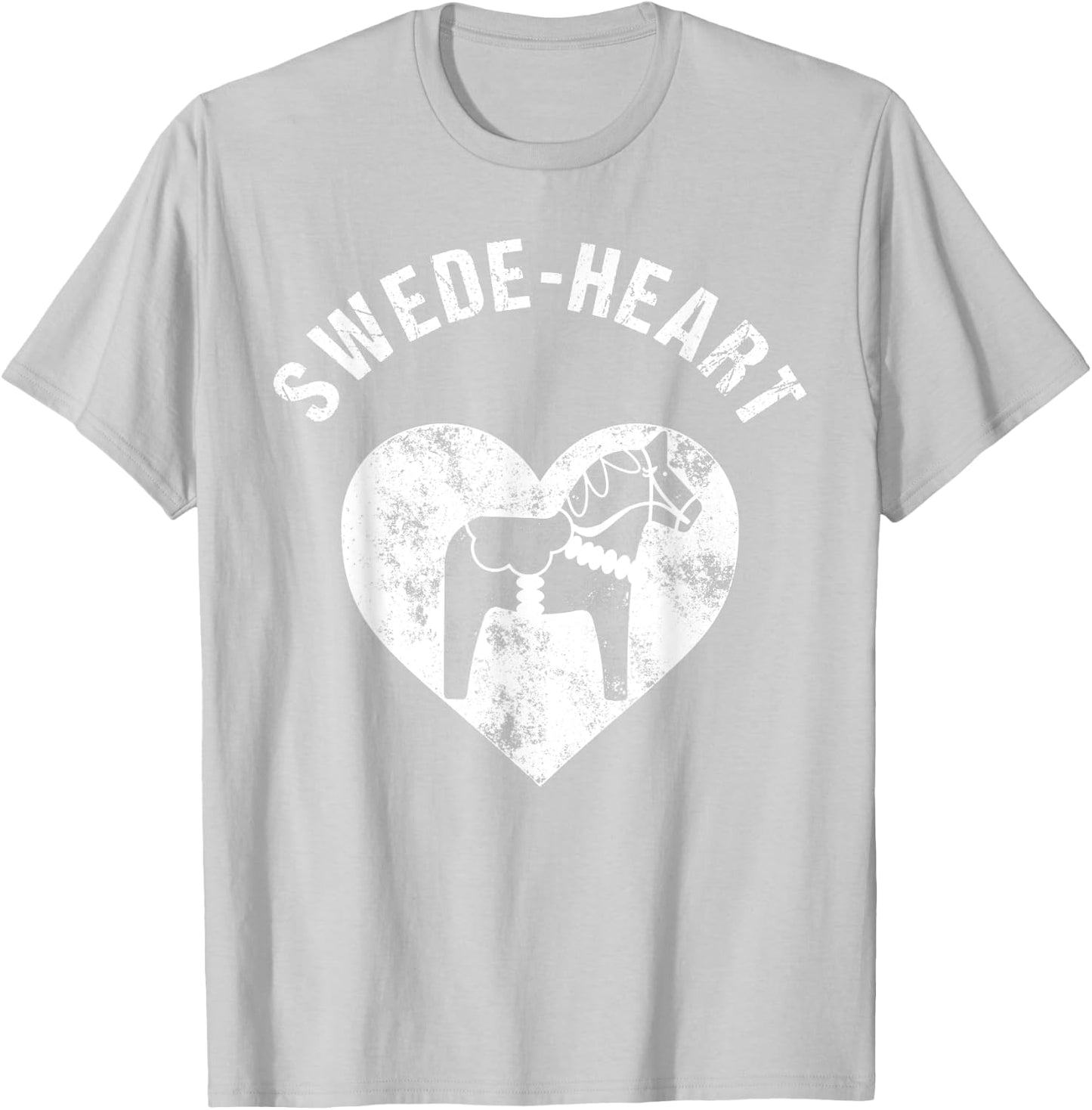 Dala Horse Heart Valentine's Day Swedish Swede Heart T-Shirt - T-Shirt | Ash