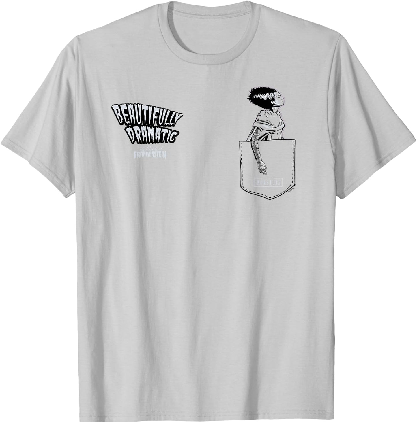 Universal Monsters Bride Beautifully Dramatic Pocket T-Shirt - T-Shirt | Ash
