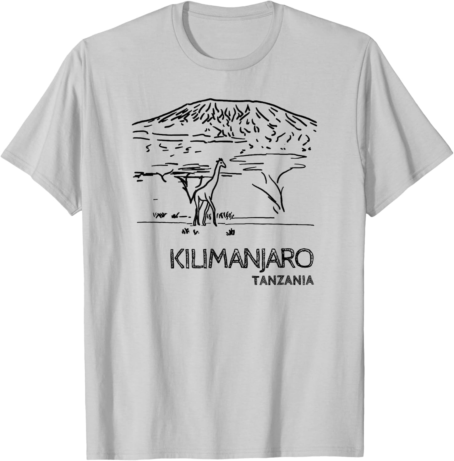 Kilimanjaro Tanzania Africa and Giraffe Mountain Hiking T-Shirt - T-Shirt | Ash