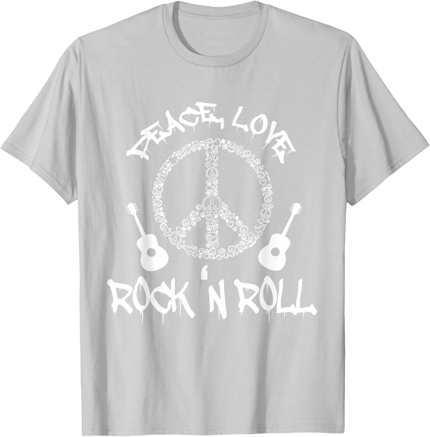 Funny Rock 'n Roll Gift Peace Love and Rock 'n Roll T-Shirt - T-Shirt | Ash