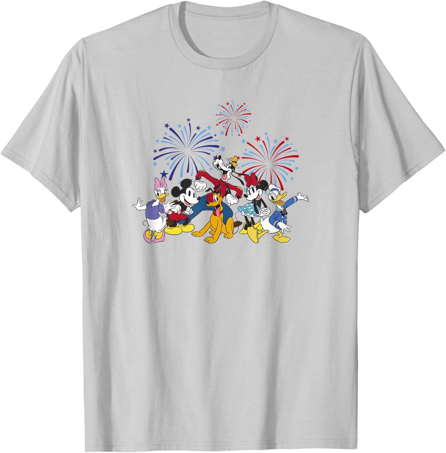 Disney Mickey Classic 4th of July Vintage Fireworks Crew T-Shirt - T-Shirt | Ash