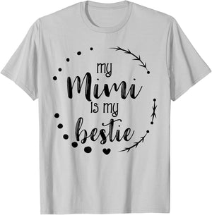 My Mimi is My Bestie Cute Mother's Day Apparel Granddaughter T-Shirt - T-Shirt | Ash