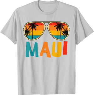Maui T Shirt Hawaiian Sunglasses Kids Men Women Summer Beach T-Shirt - T-Shirt | Ash