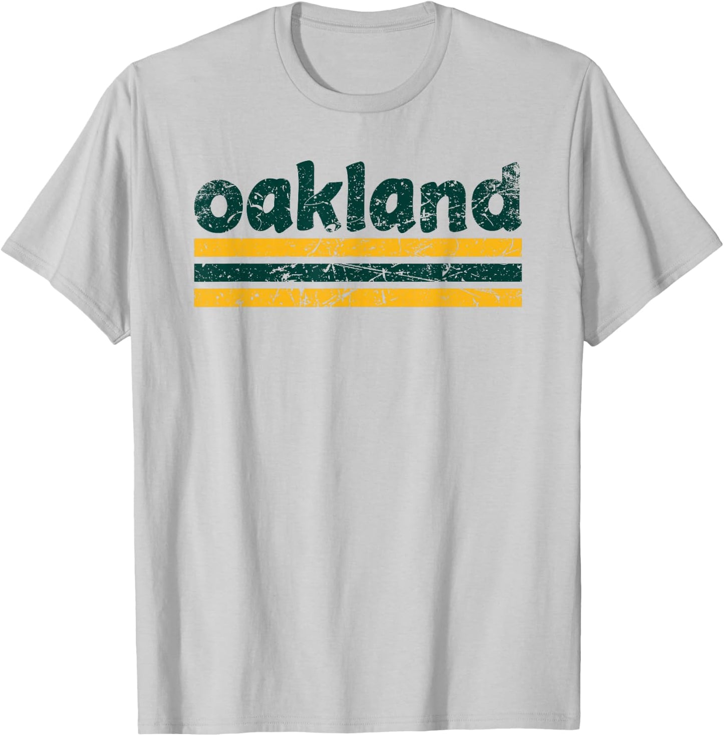Oakland California Three Stripe Vintage Weathered T-Shirt - T-Shirt | Ash