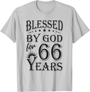 Vintage Blessed by God for 66 years Happy 66th Birthday T-Shirt - T-Shirt | Ash