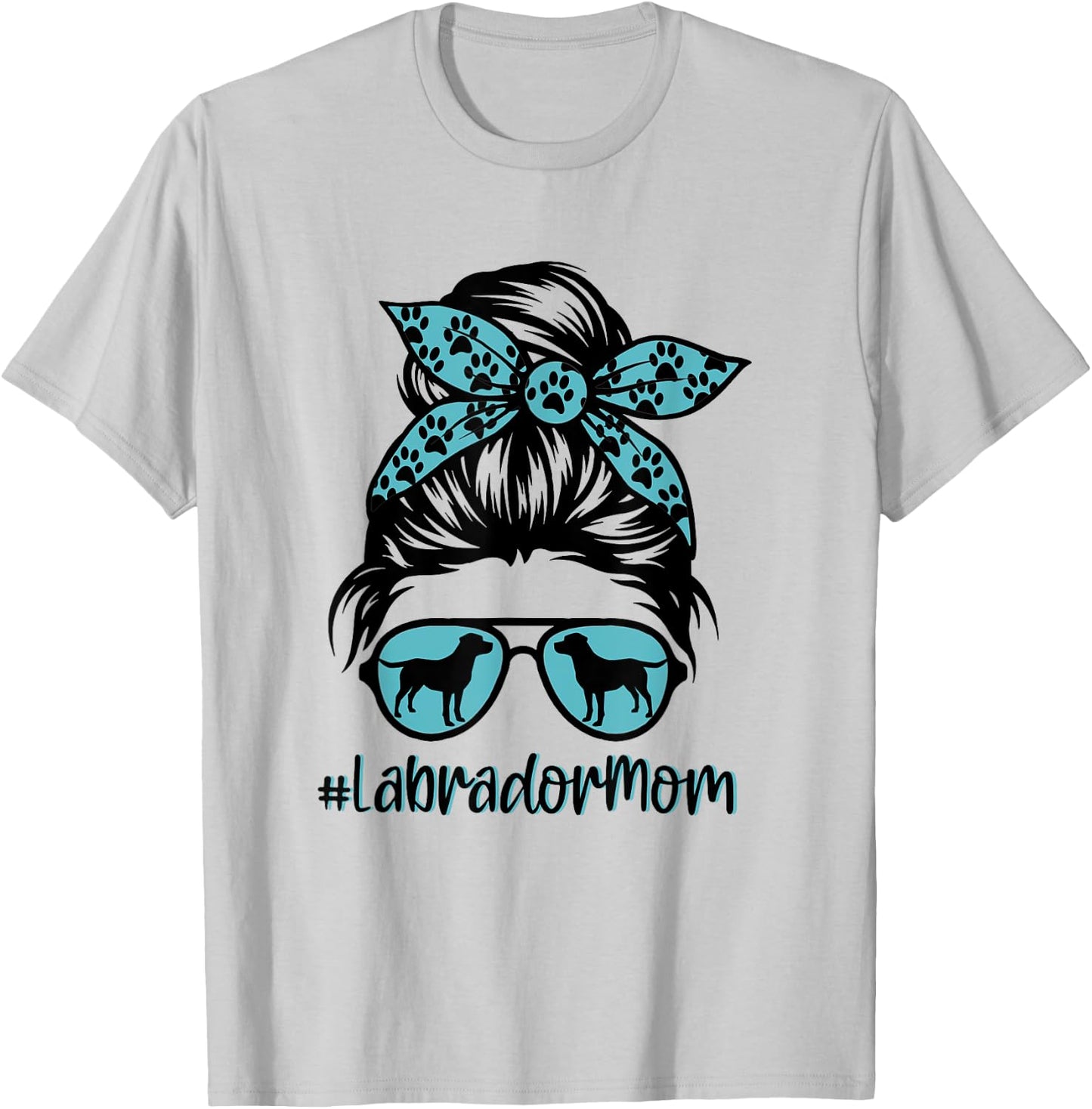 Messy Bun Labrador Mom Shirt Golden Black Lab Lovers T-Shirt - T-Shirt | Ash