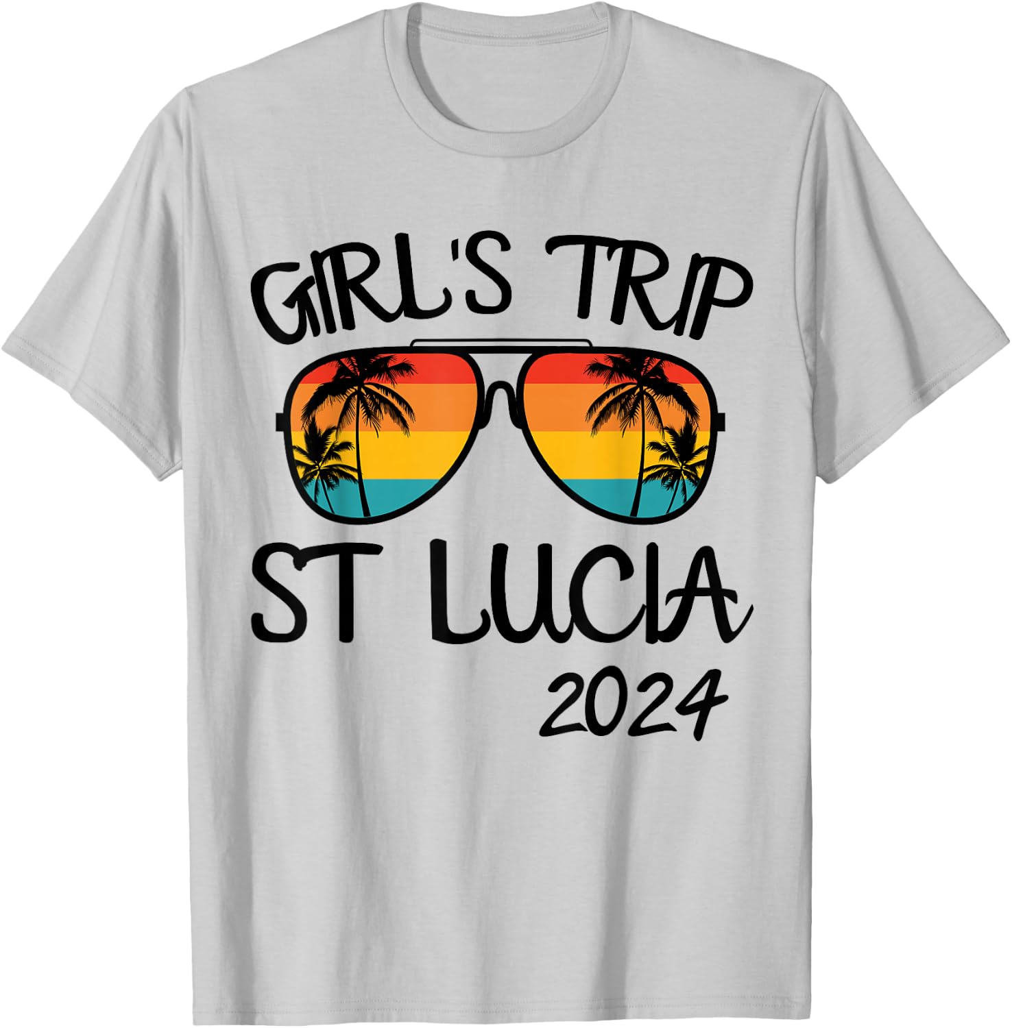 Girls Trip St Lucia 2024 Summer Vacation Matching T-Shirt - T-Shirt | Ash