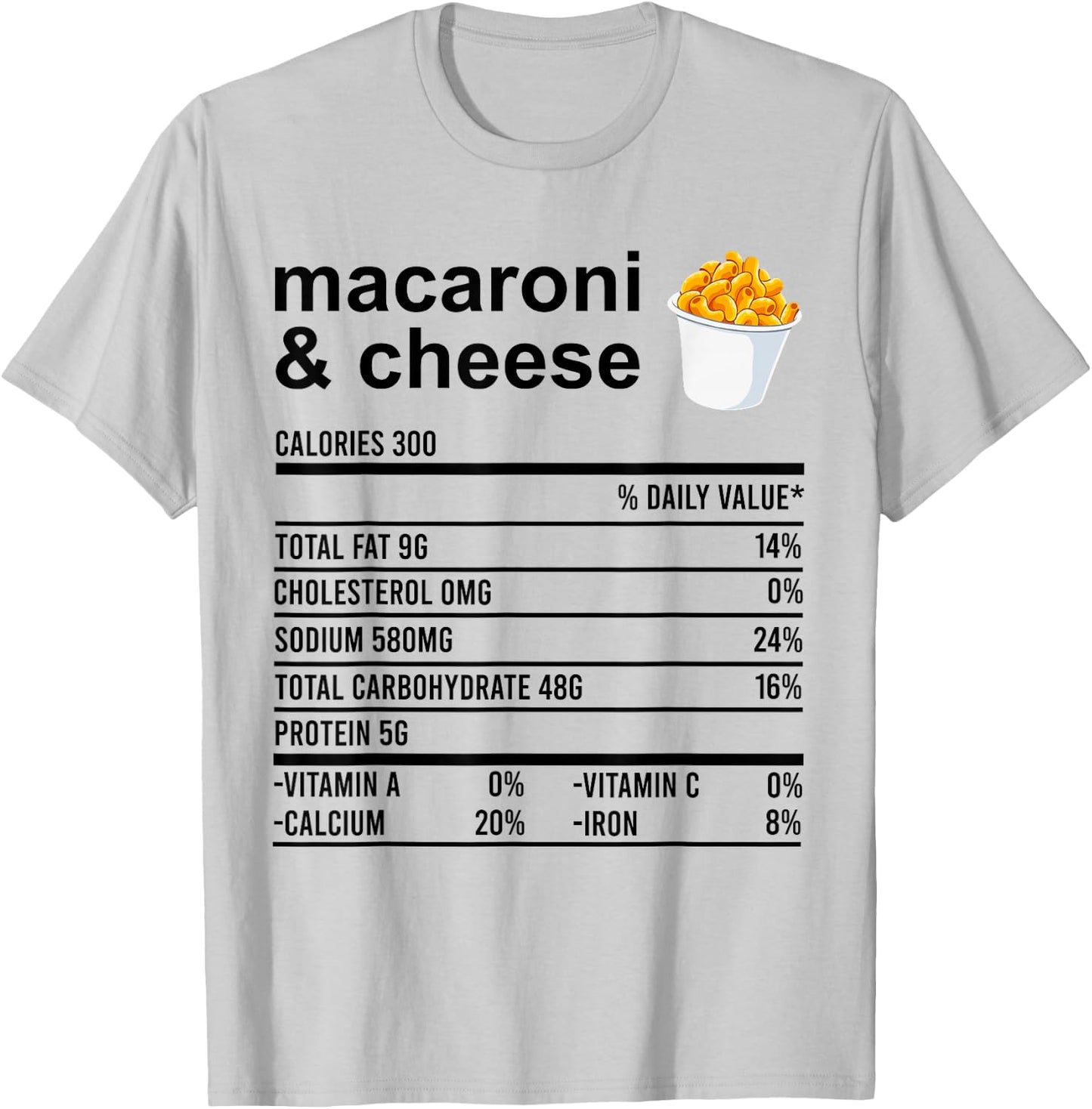 Funny Nutrition Facts Thanksgiving Apparel Macaroni & Cheese T-Shirt - T-Shirt | Ash