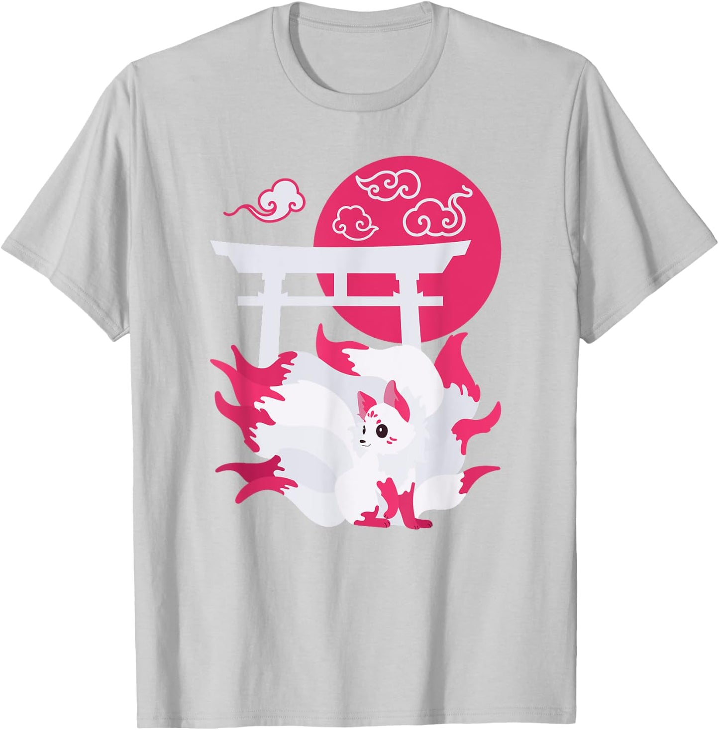 Nine-tailed Fox Kitsune Japanese Anime T-Shirt - T-Shirt | Ash