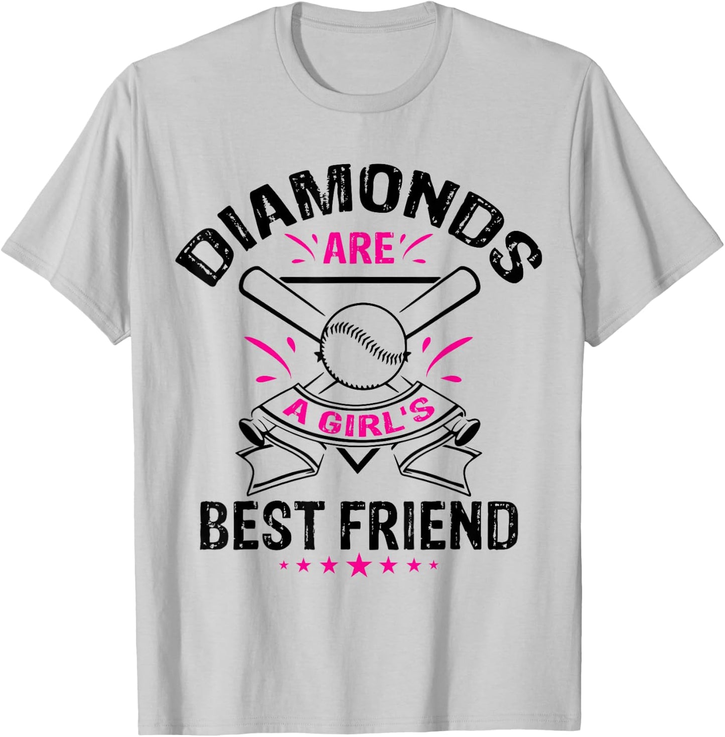 Diamonds are a Girl's Best Friend | Baseball Team T-Shirt - T-Shirt | Ash