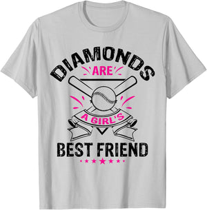 Diamonds are a Girl's Best Friend | Baseball Team T-Shirt - T-Shirt | Ash