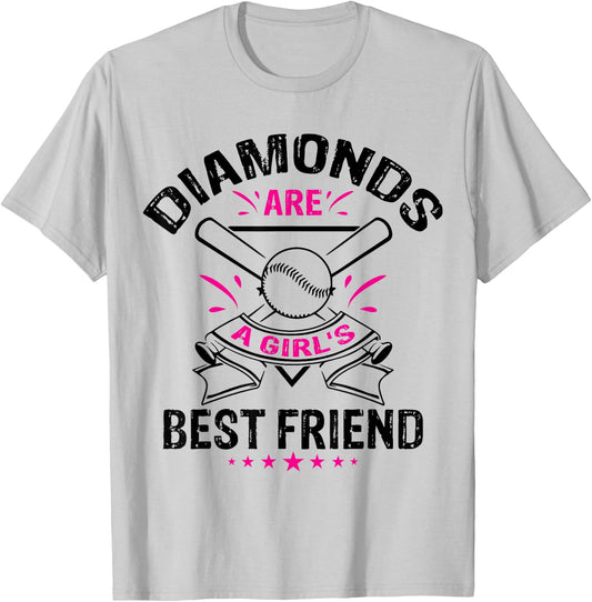 Diamonds are a Girl's Best Friend | Baseball Team T-Shirt - T-Shirt | Ash