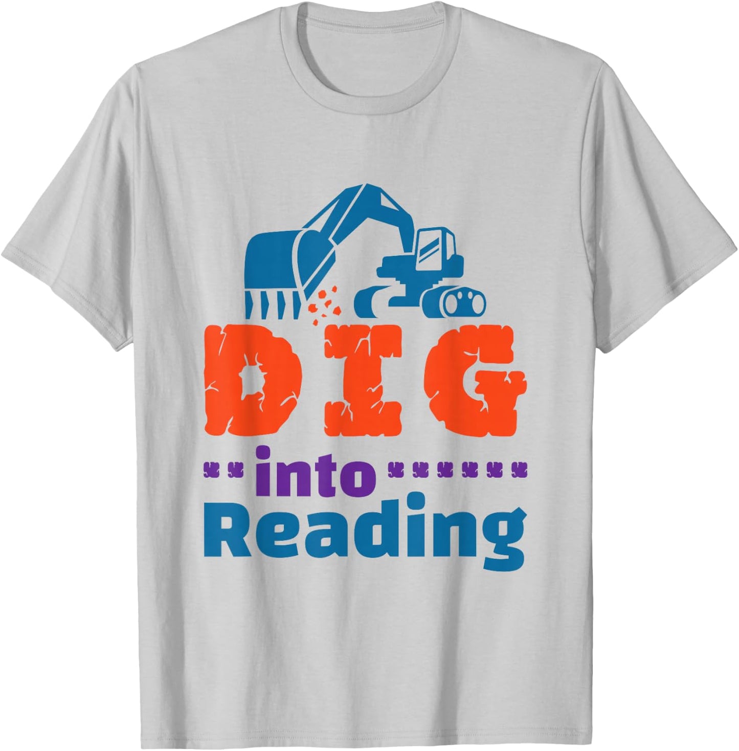 Dig Into Reading Teacher Librarian Themed Cool Reader Book T-Shirt - T-Shirt | Ash