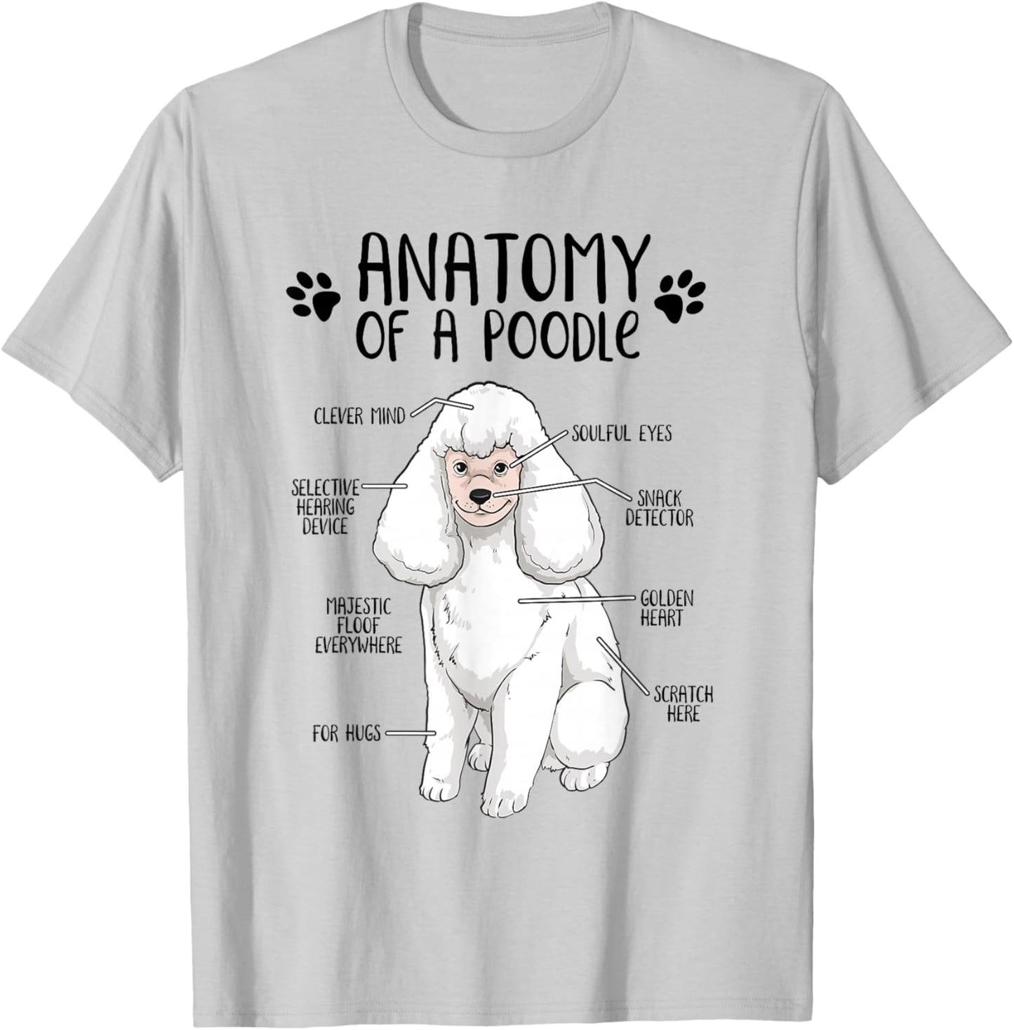 Funny Anatomy Poodle Dog Standard Poodle Owner Poodle Lover T-Shirt - T-Shirt | Ash
