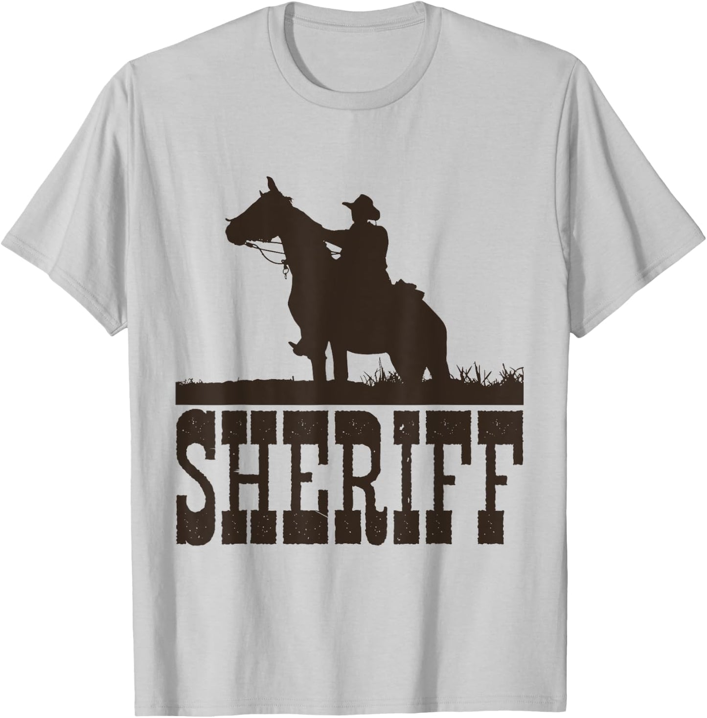 Cowboy Sheriff T Shirt , Horse Rider Western Cool Shirt T-Shirt - T-Shirt | Ash