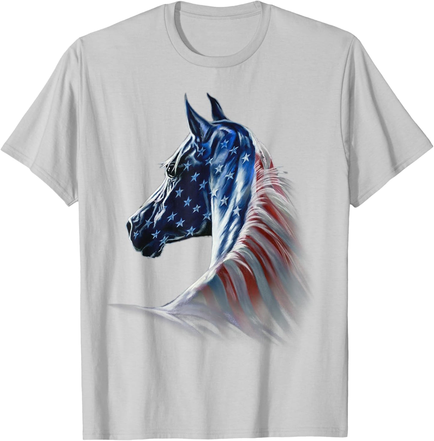 Patriotic Horse American Flag 4th Of July Independence Day T-Shirt - T-Shirt | Ash