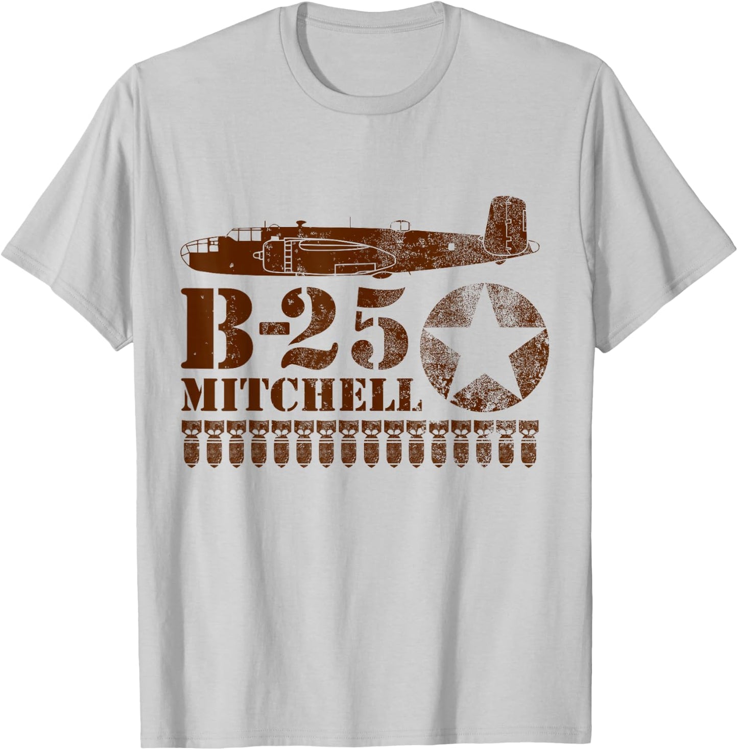 WW2 Bomber Air Force T shirt - B-25 Mitchell T-Shirt - T-Shirt | Ash