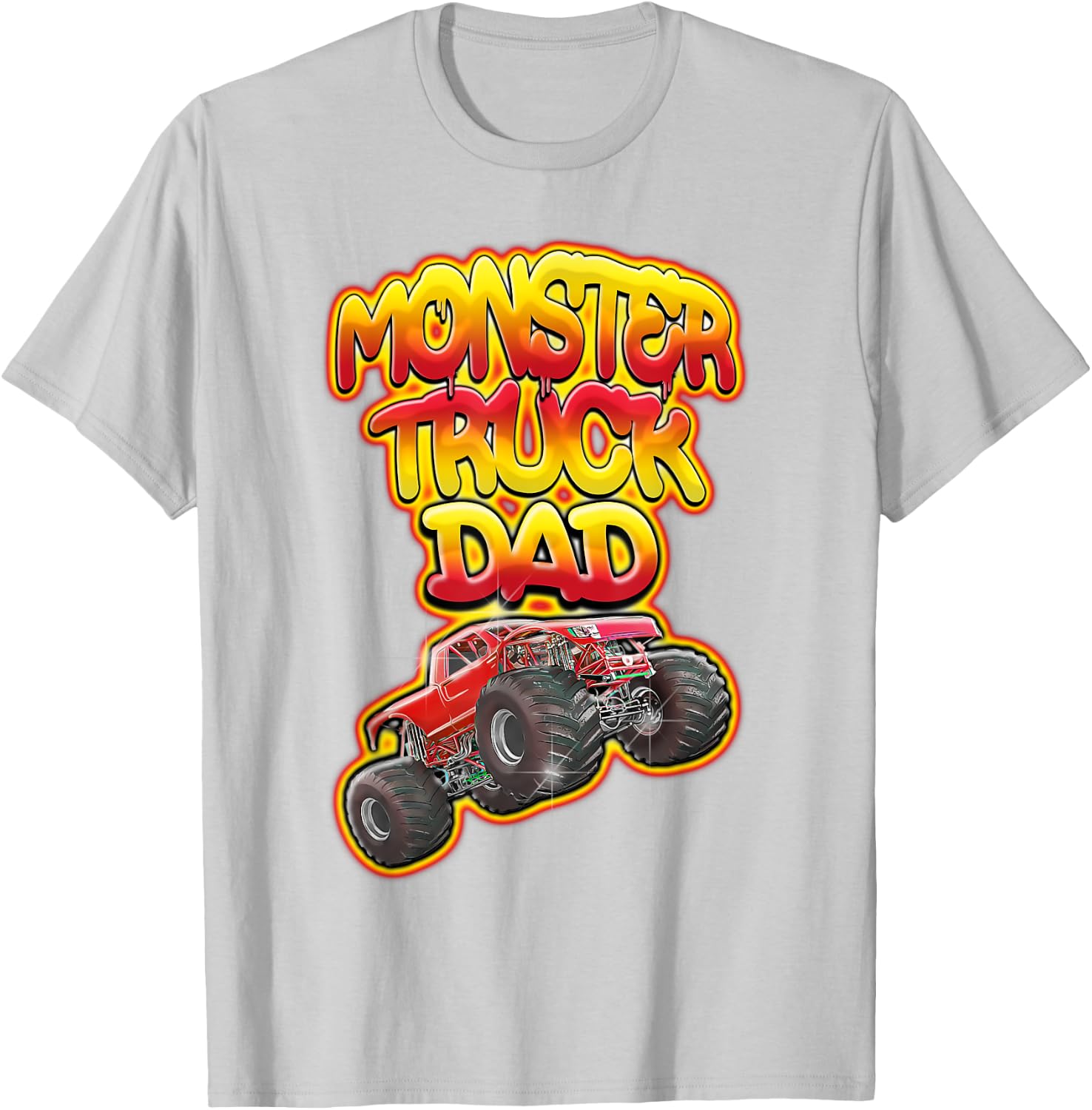Monster Truck Dad Hot Red Graffiti Style Funny T-Shirt - T-Shirt | Ash