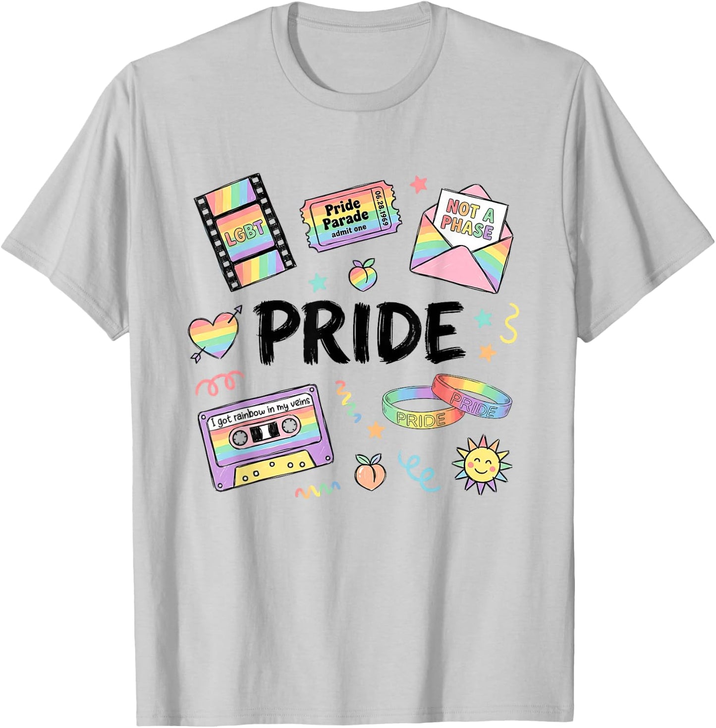 Pride Month Pastel Rainbow LGBTQ Support Gay Lesbian Ally T-Shirt - T-Shirt | Ash