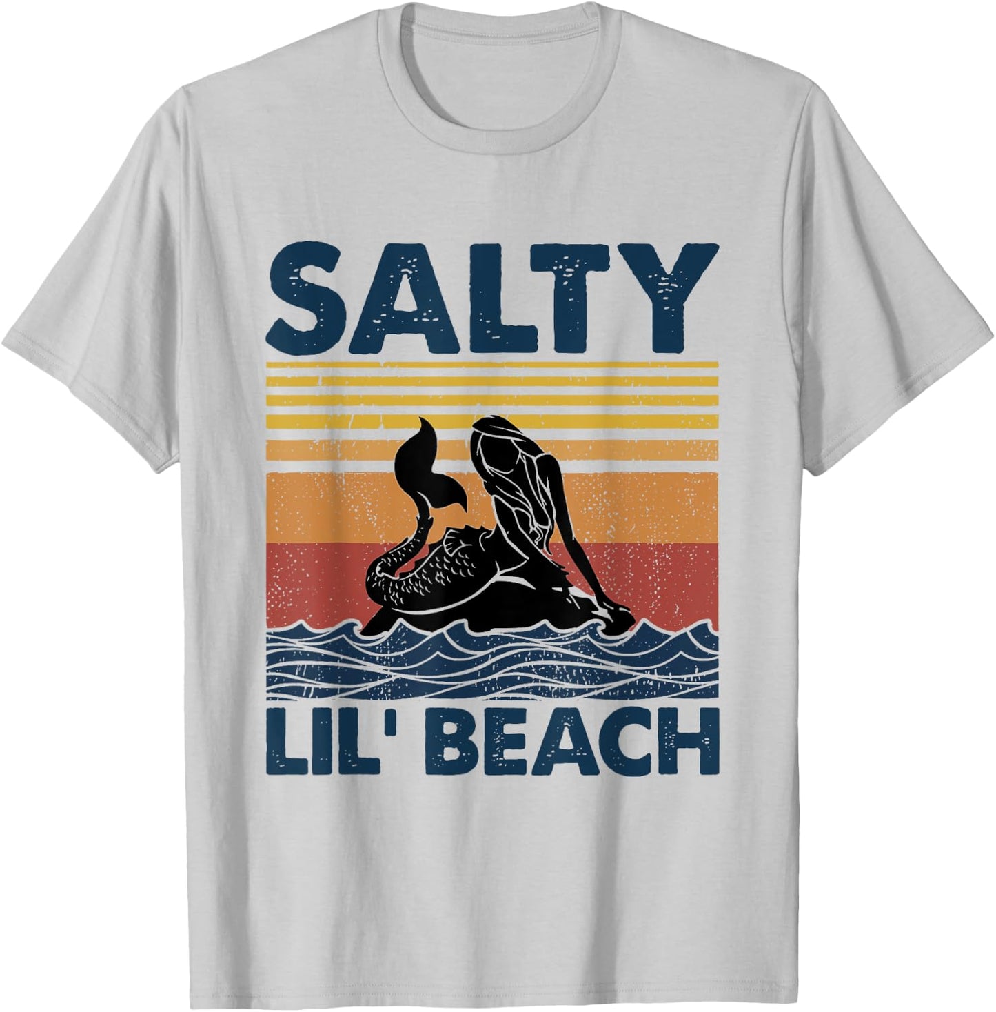 Mermaid Salty Lil' Beach Vintage Funny T-Shirt - T-Shirt | Ash