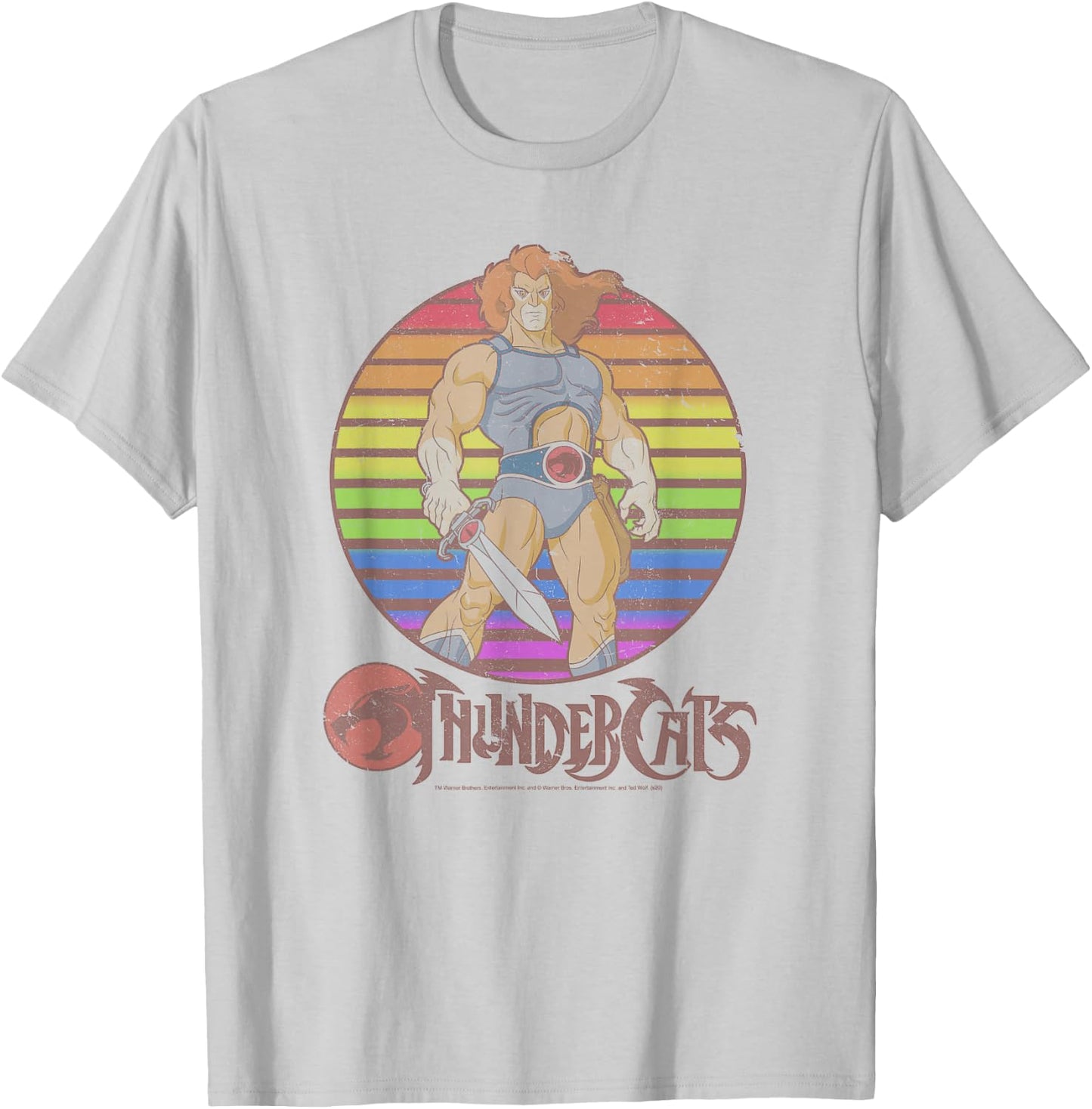 Thundercats Lion-O Rainbow Sunset Poster T-Shirt - T-Shirt | Ash