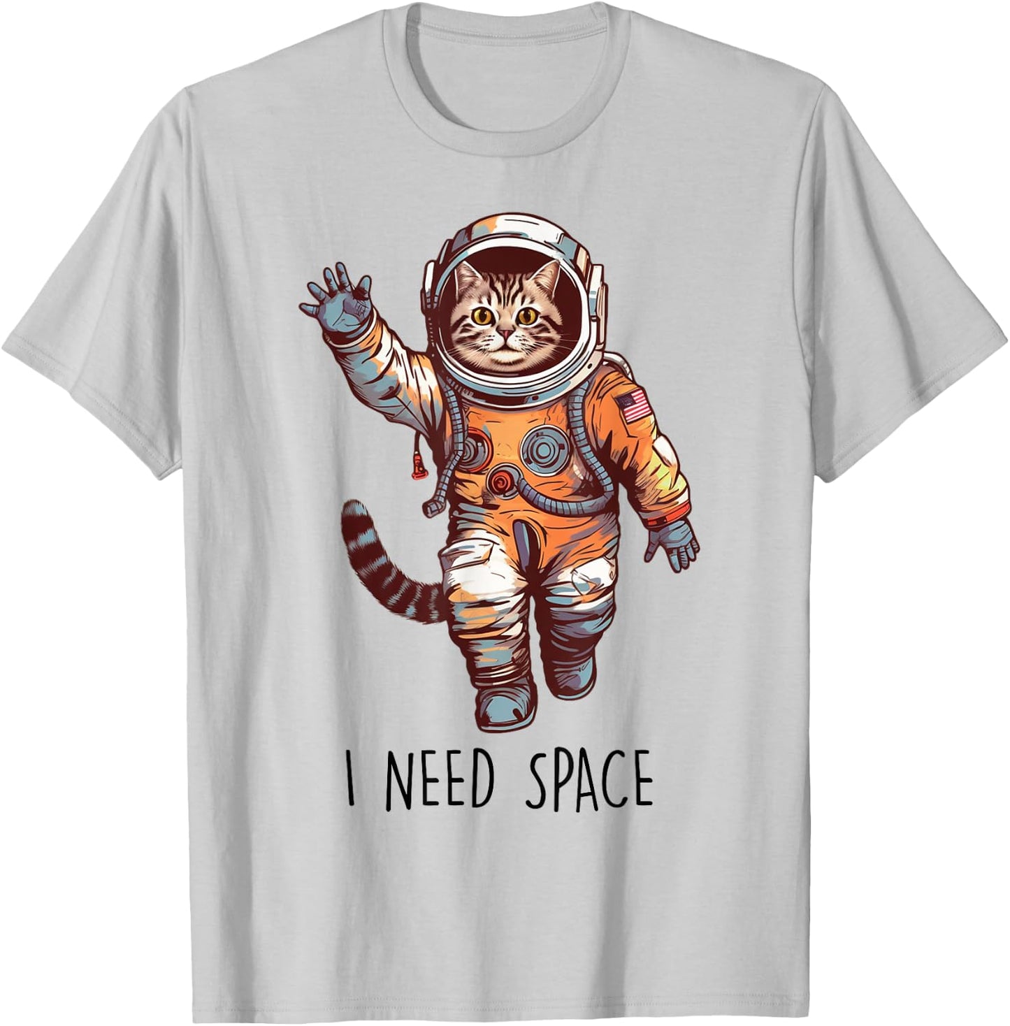 Cat Astronaut, I Need Space Universe Outer Space Kitty Lover T-Shirt - T-Shirt | Ash