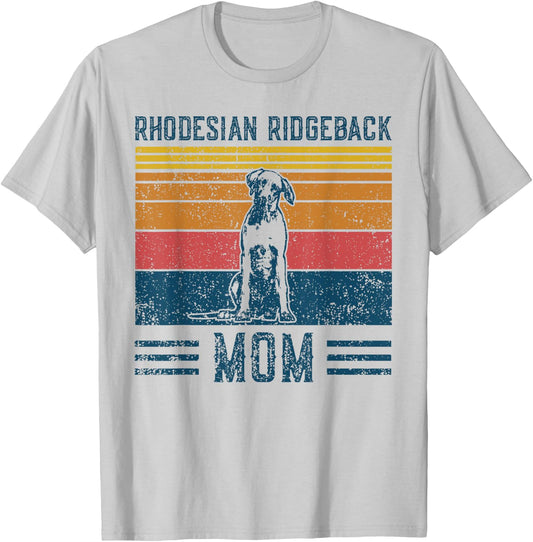 Dog Ridgeback Mom - Vintage Rhodesian Ridgeback Mom T-Shirt - T-Shirt | Ash