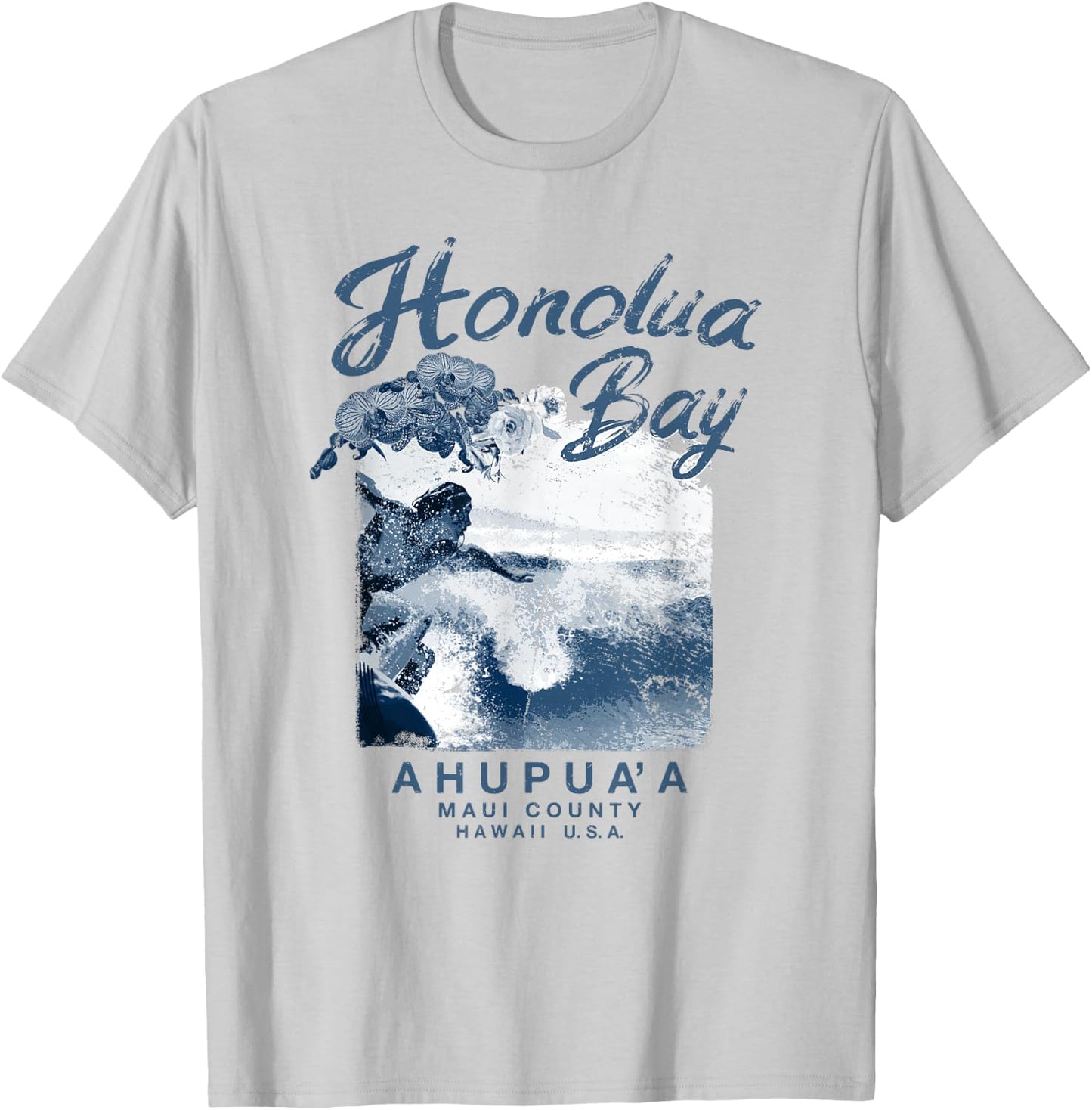 Hawaii Honolua Bay Maui Vintage Hawaiian Surfer T-Shirt - T-Shirt | Ash