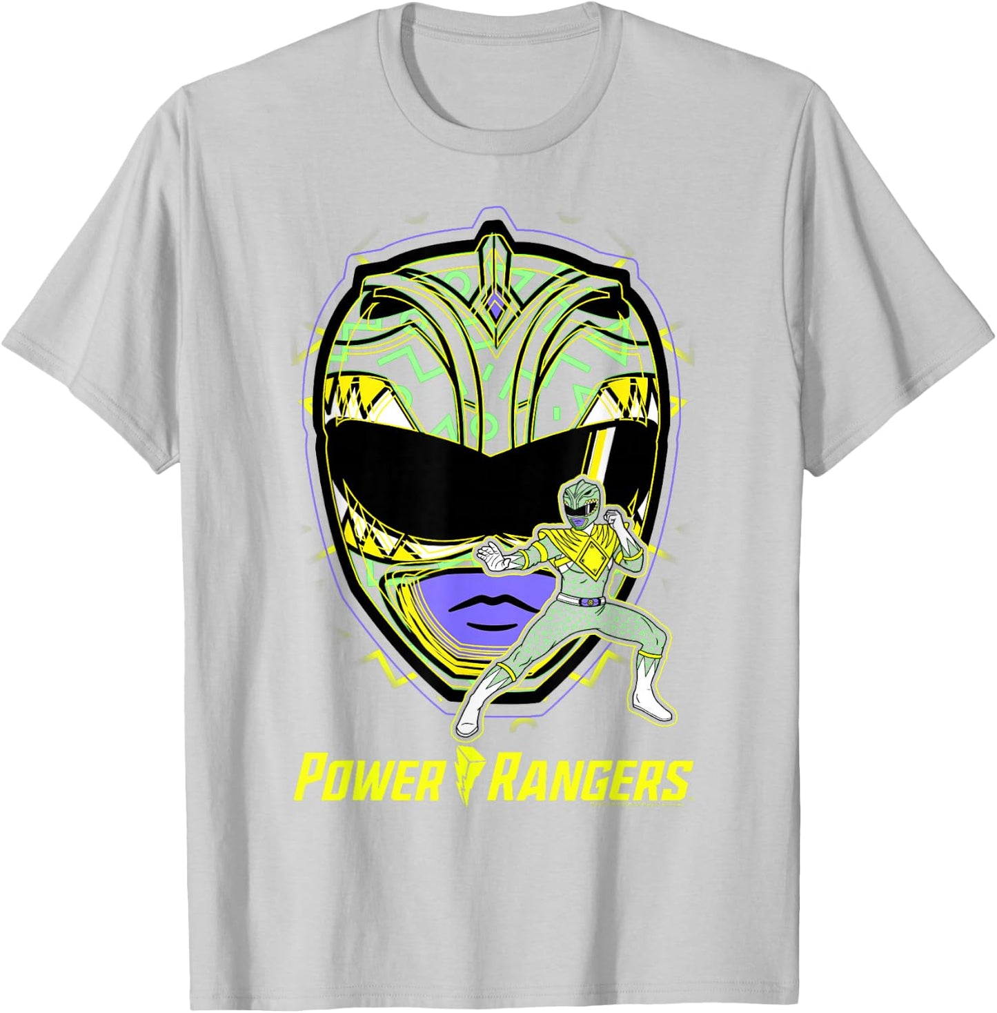 Power Rangers Green Ranger Icon Fill Helmet Silhouette T-Shirt - T-Shirt | Ash