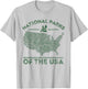 National Parks Map Hiking Travel Camping Outdoors Retro USA T-Shirt - T-Shirt | Ash